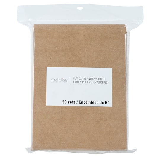 6 Packs: 50 ct. (300 total) 5" x 7" Kraft Flat Cards & Envelopes by Recollections™